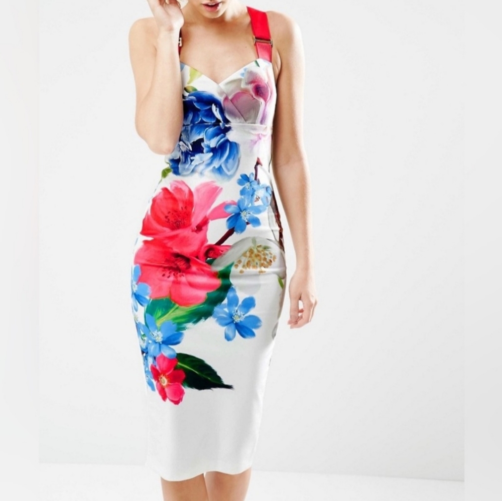 NWOT Ted Baker Strappy Bodycon Dress in harmony floral print